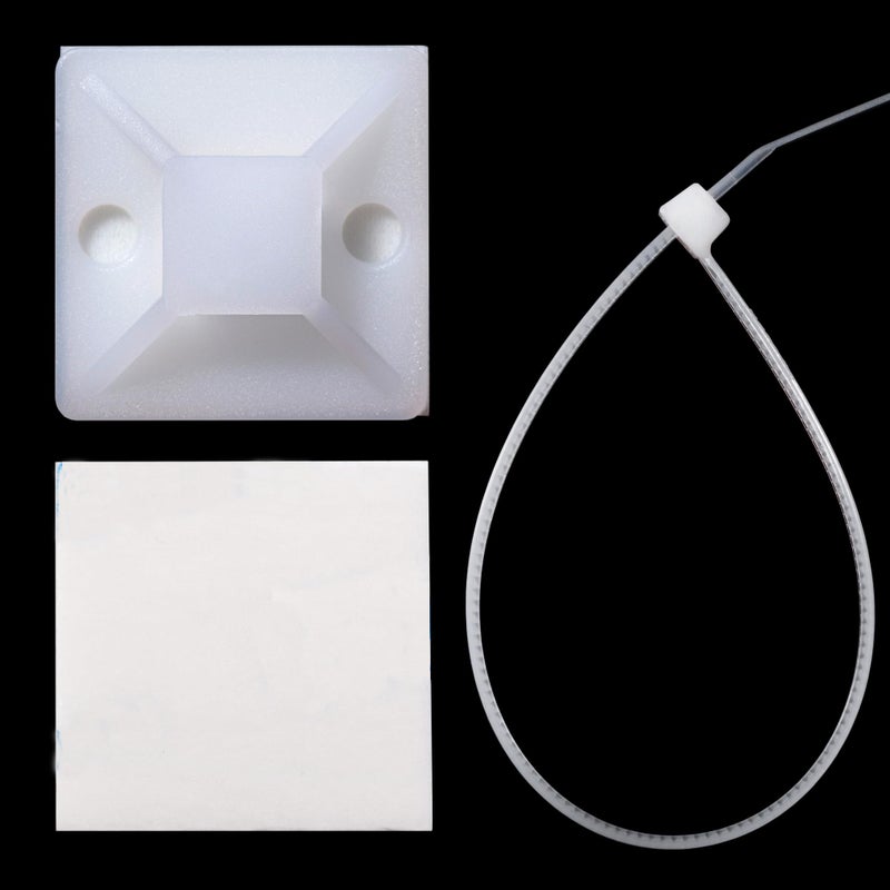 ALIGADO Cable Tie Mounts  Adhesive-Backed  1 Inch  for Cable Management  Cable Tie Anchors  100 Pack  White - Image 1